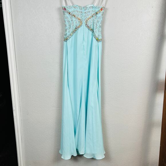 Tony Bowls Formal Gown Evening Dress Mint Teal Strapless Sweetheart Jewel 2 - Picture 6 of 11